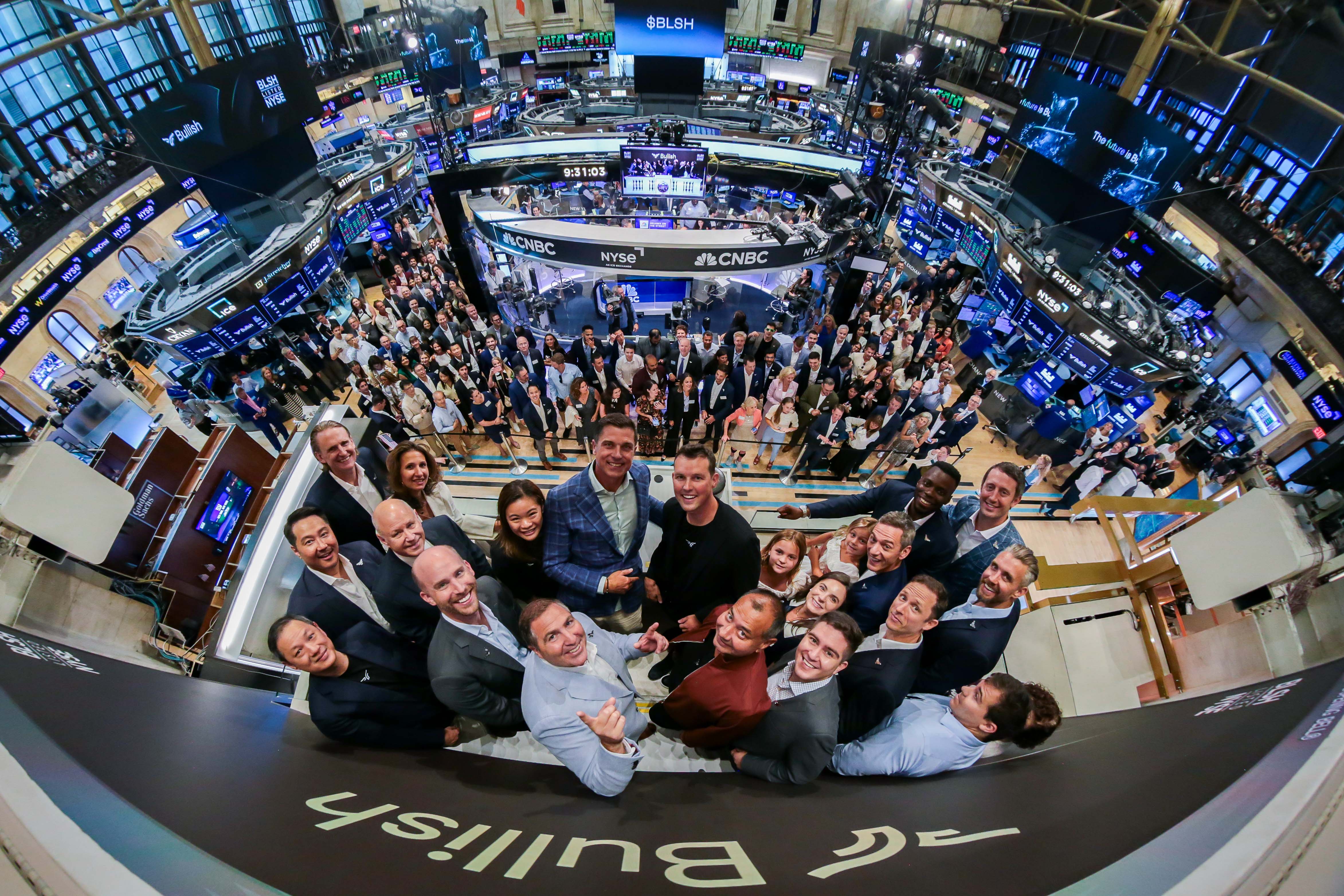 Bullish team on the NYSE trading floor